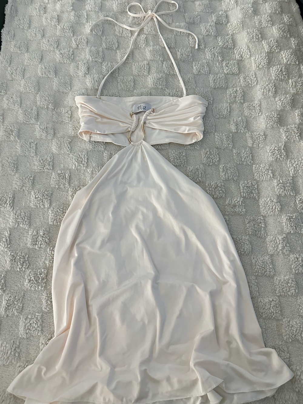 Oh Polly Cream Backless Halter Midi Dress